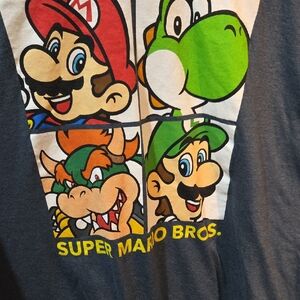 Nintendo Super Mario White Print on Dark Gray Tee